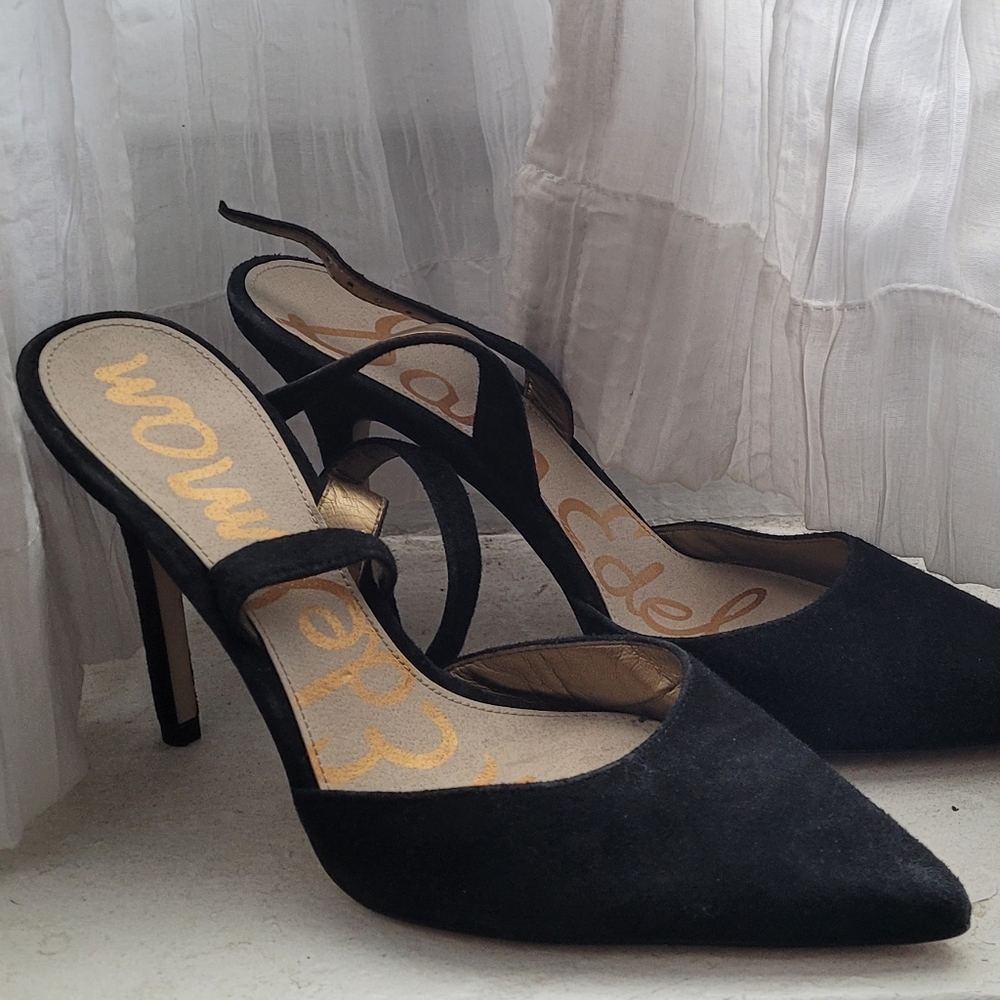 Black Velvet Sam Edelman Ankle Strap Heels